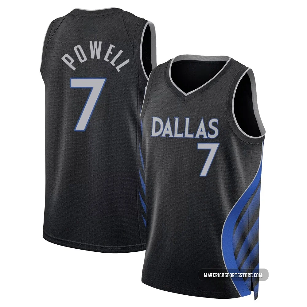 Dwight Powell ＃7 Youth Swingman 2025/26 Dallas Mavericks Black City Edition Jersey