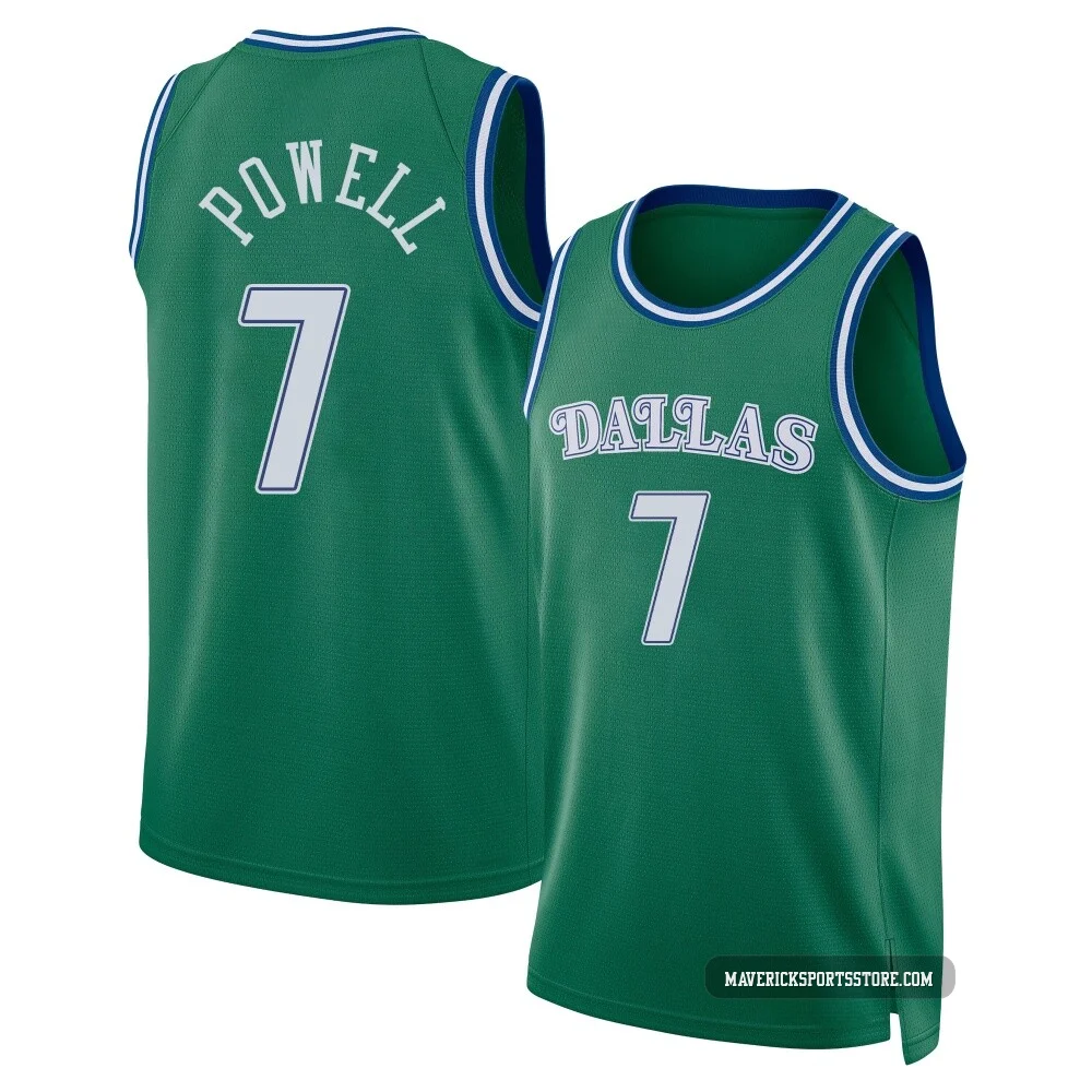 Dwight Powell ＃7 Youth Swingman 2025/26 Dallas Mavericks Green Classic Edition Jersey