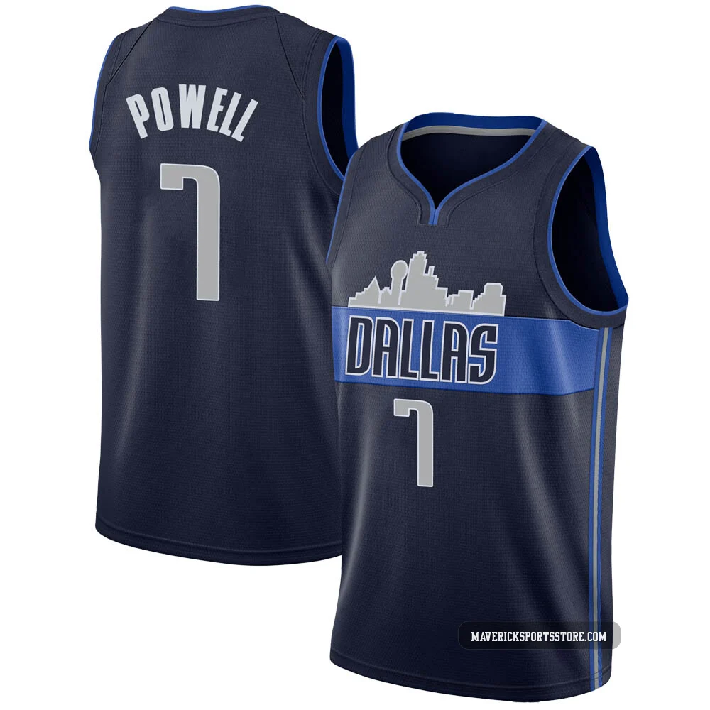 Dwight Powell ＃7 Youth Swingman Navy Dallas Mavericks Jersey - Statement Edition