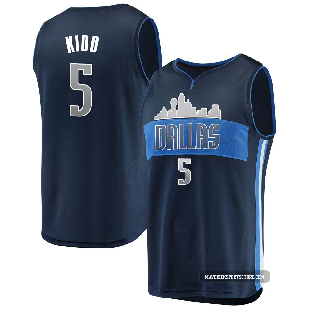 Jason Kidd ＃5 Men's Navy Dallas Mavericks Fast Break Jersey - Statement Edition