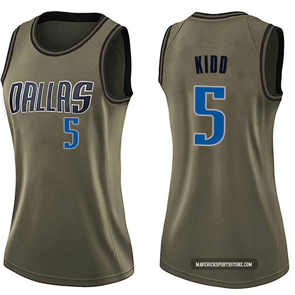 Jason Kidd ＃5 Women's Swingman Green Dallas Mavericks Salute to Service Jersey
