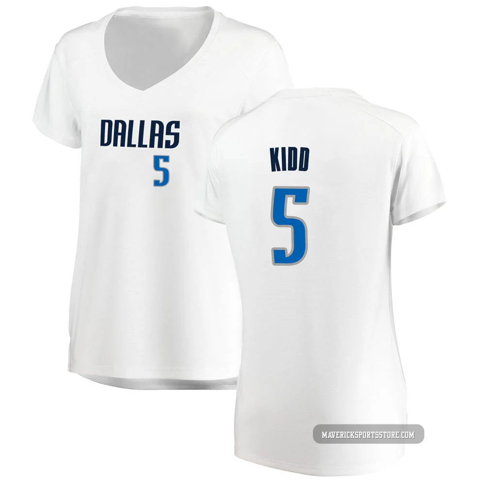 Jason Kidd ＃5 Women's White Dallas Mavericks Fast Break Jersey - Association Edition