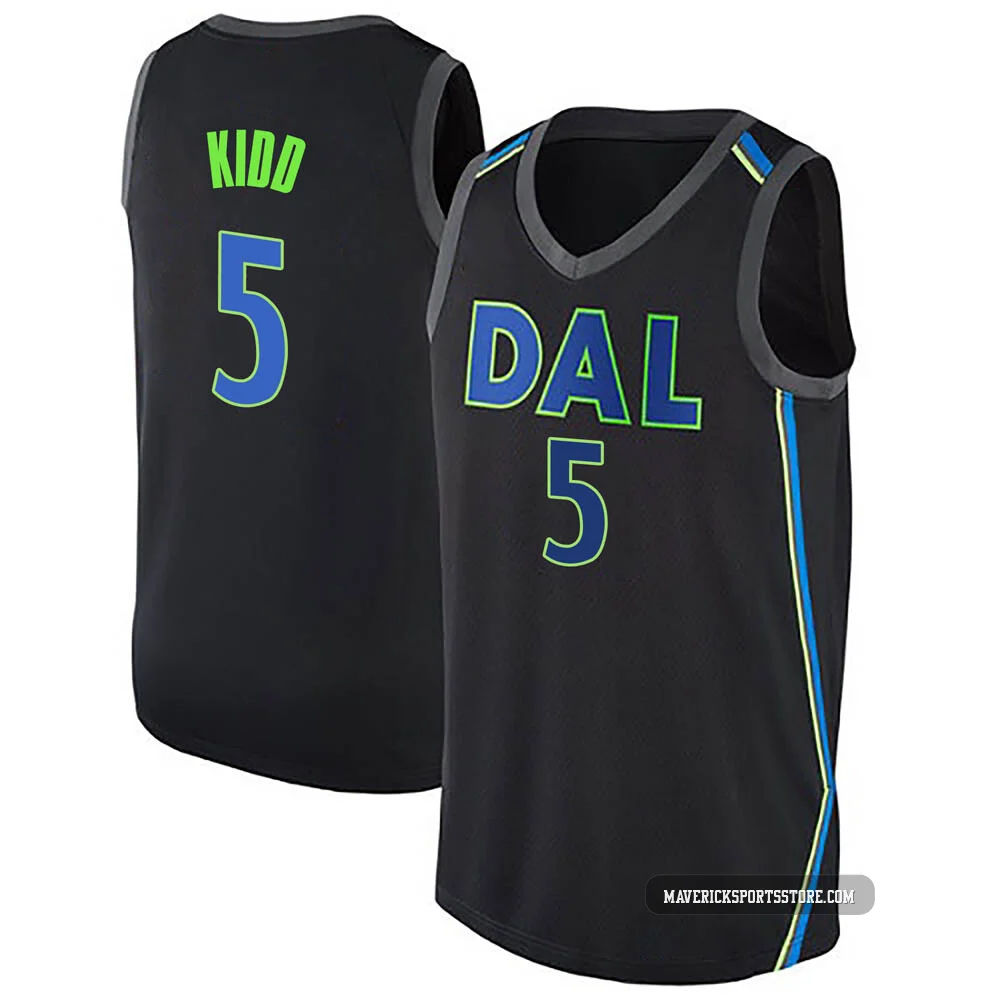 Jason Kidd ＃5 Youth Swingman Black Dallas Mavericks Jersey - City Edition