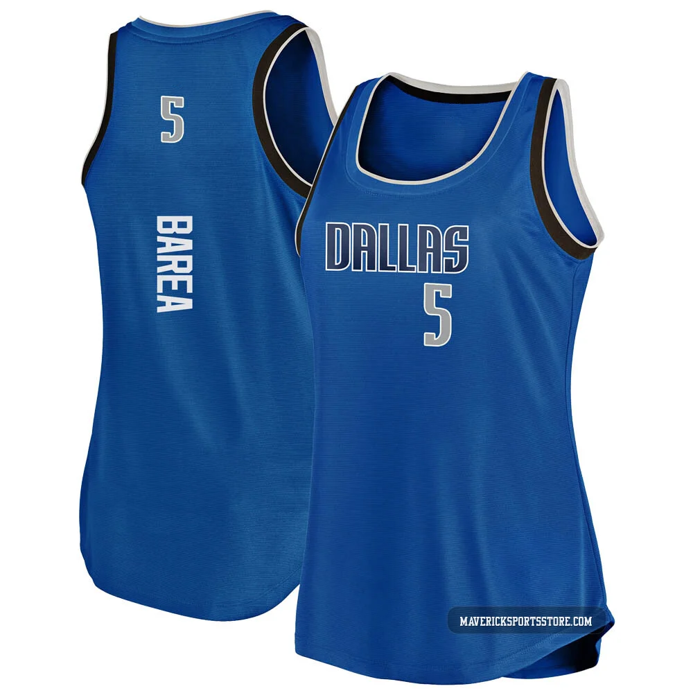 J.J. Barea ＃5 Women's Blue Dallas Mavericks Fast Break Movement Tank Jersey - Icon Edition