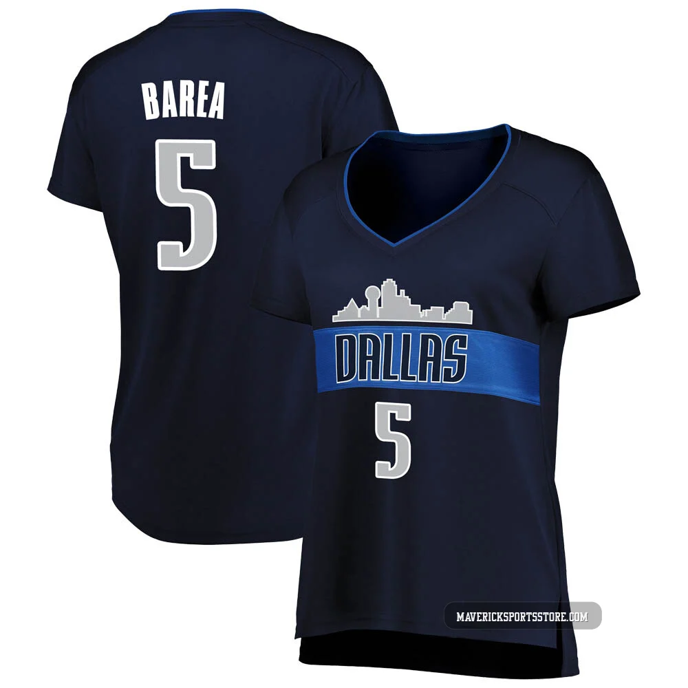 J.J. Barea ＃5 Women's Navy Dallas Mavericks Fast Break Jersey - Statement Edition