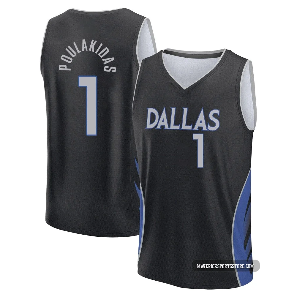John Poulakidas ＃1 Men's 2025/26 Dallas Mavericks Fast Break Black City Edition Jersey