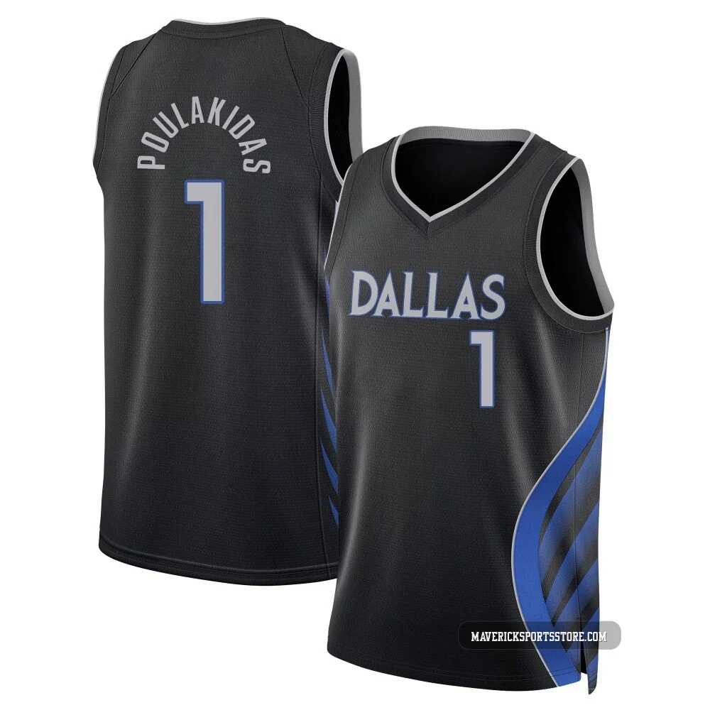 John Poulakidas ＃1 Men's Swingman 2025/26 Dallas Mavericks Black City Edition Jersey