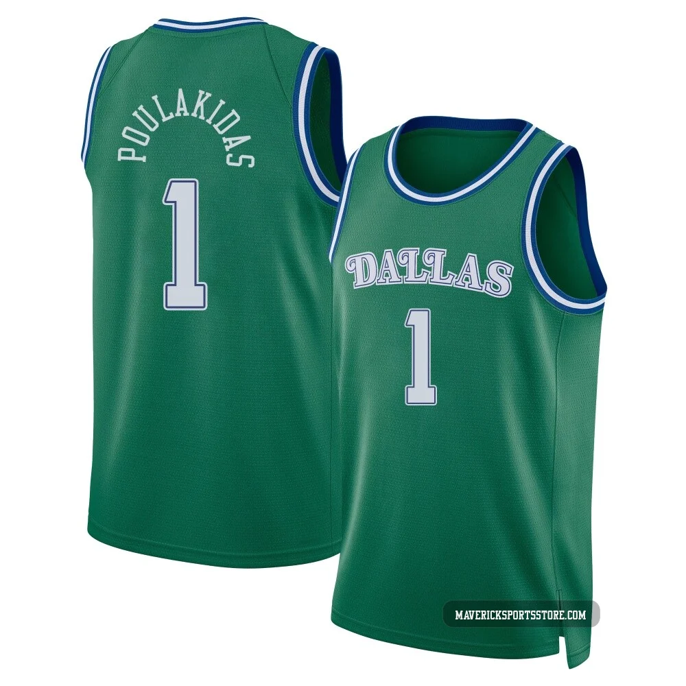 John Poulakidas ＃1 Men's Swingman 2025/26 Dallas Mavericks Green Classic Edition Jersey