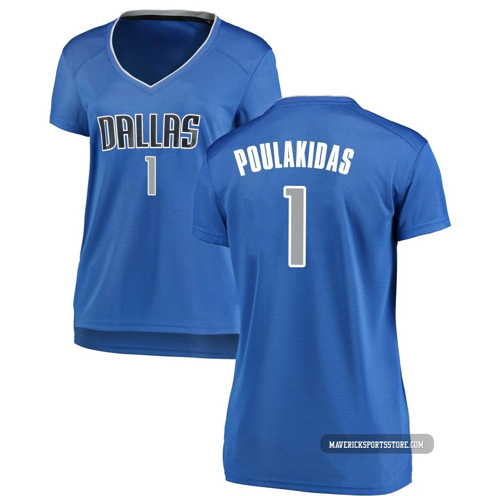 John Poulakidas ＃1 Women's Royal Dallas Mavericks Fast Break Jersey - Icon Edition