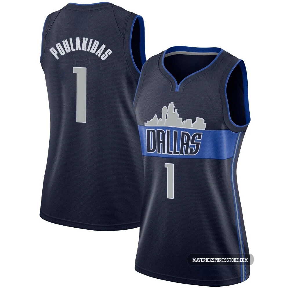John Poulakidas ＃1 Women's Swingman Navy Dallas Mavericks Jersey - Statement Edition