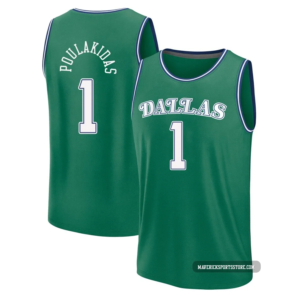 John Poulakidas ＃1 Youth 2025/26 Dallas Mavericks Fast Break Green Classic Edition Jersey