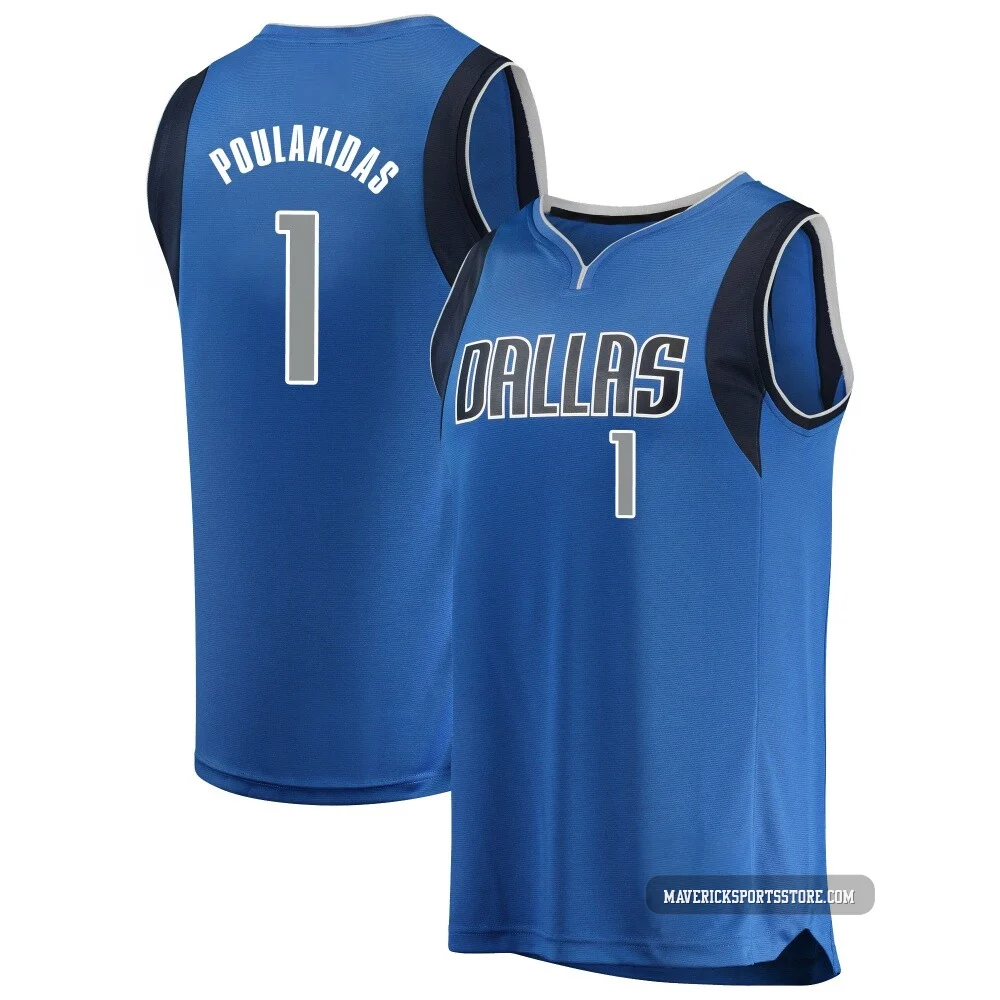 John Poulakidas ＃1 Youth Blue Dallas Mavericks Fast Break Jersey - Icon Edition