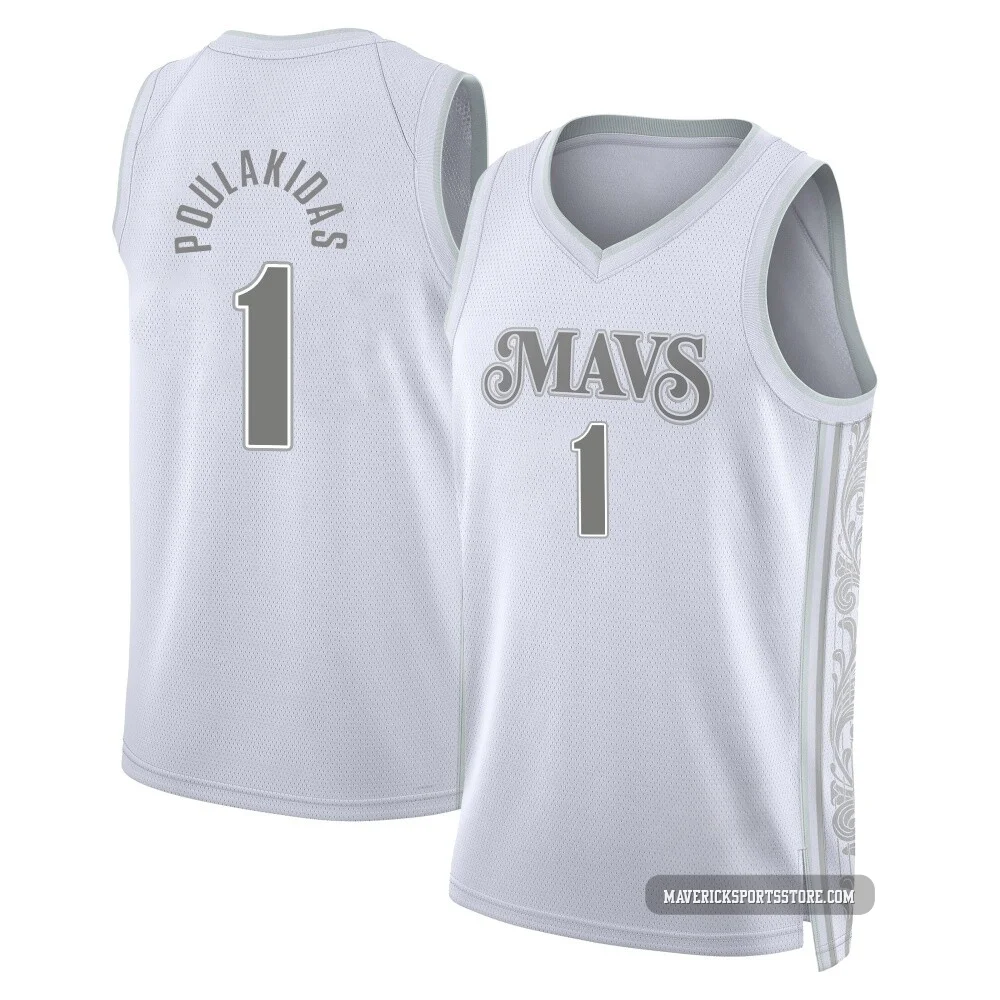 John Poulakidas ＃1 Youth Swingman 2024/25 Dallas Mavericks White City Edition Jersey