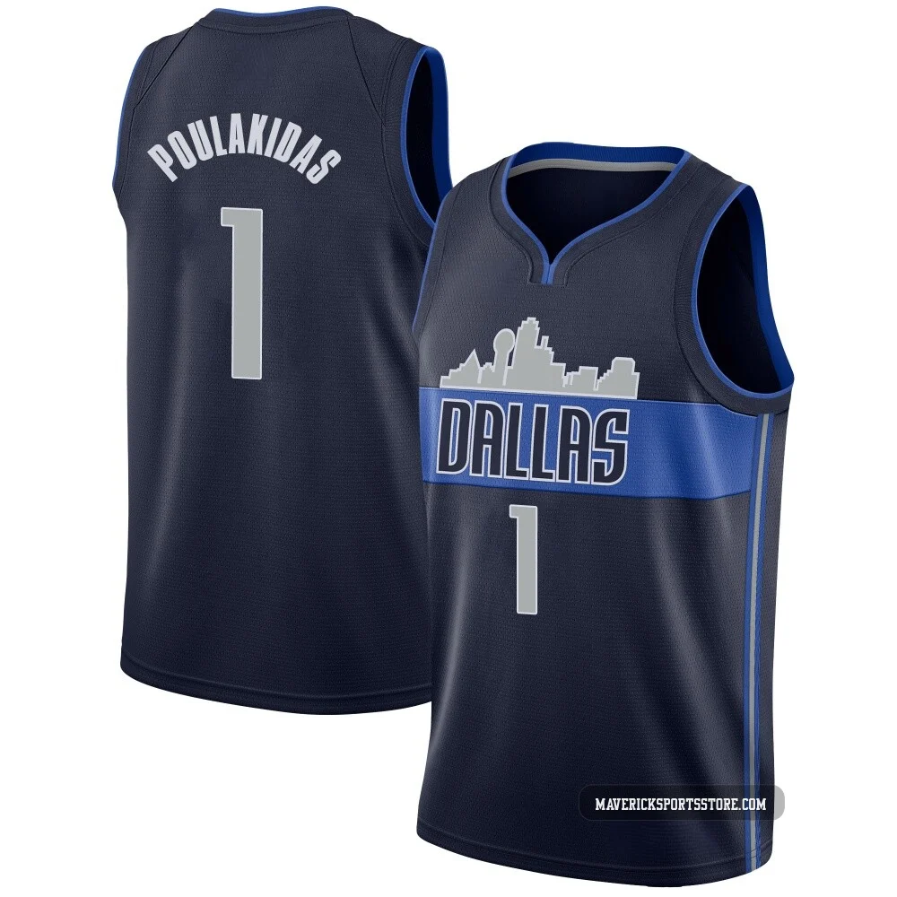 John Poulakidas ＃1 Youth Swingman Navy Dallas Mavericks Jersey - Statement Edition
