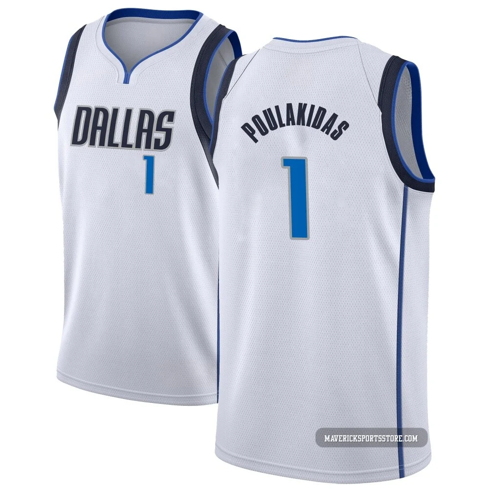 John Poulakidas ＃1 Youth Swingman White Dallas Mavericks Jersey - Association Edition