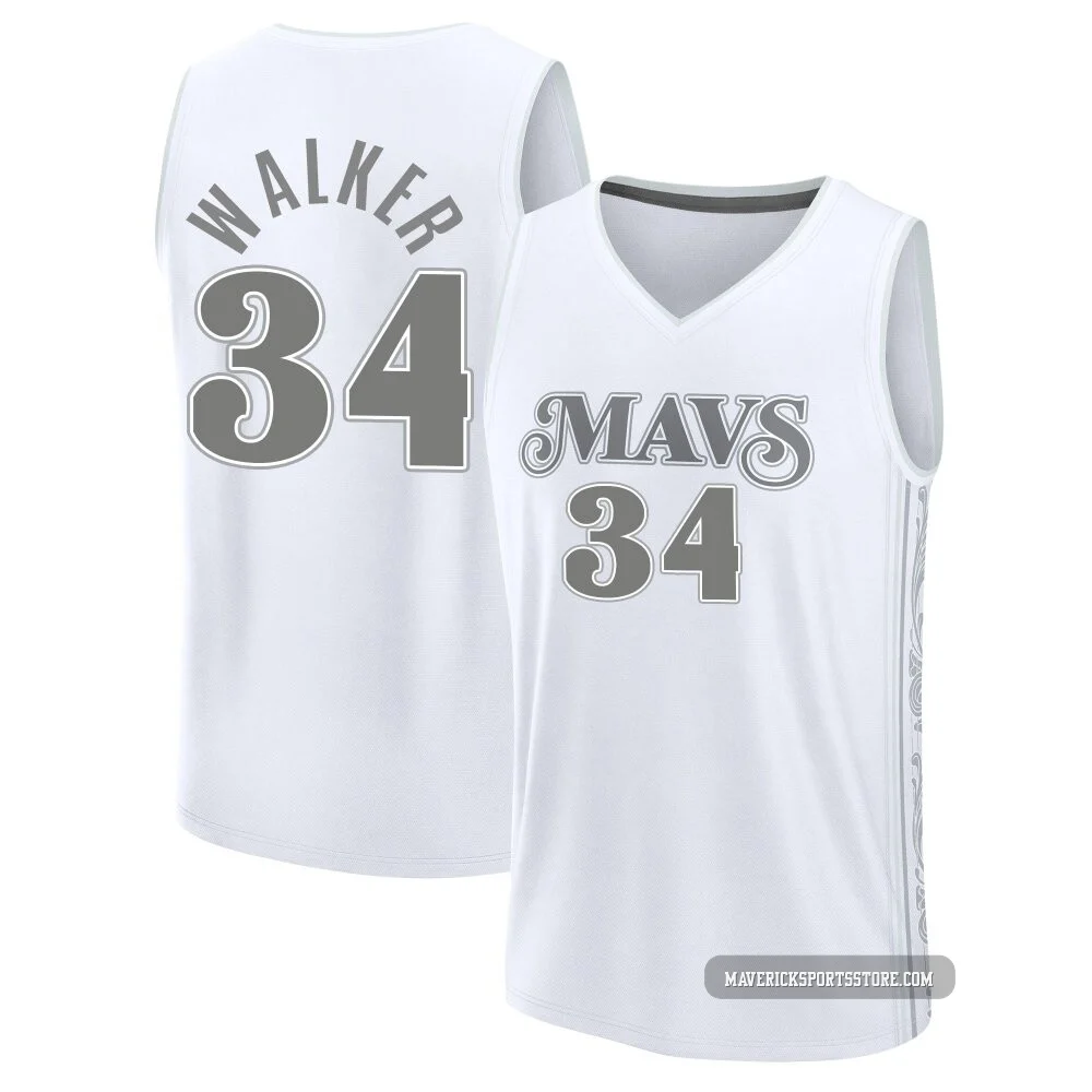 Kemba Walker ＃34 Men's 2024/25 Dallas Mavericks White Fast Break City Edition Jersey