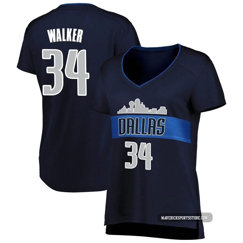 Kemba Walker ＃34 Women's Navy Dallas Mavericks Fast Break Jersey - Statement Edition