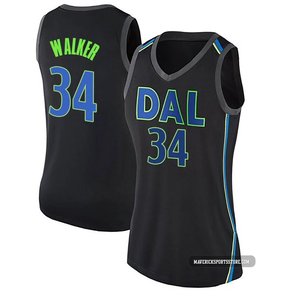 Kemba Walker ＃34 Women's Swingman Black Dallas Mavericks Jersey - City Edition