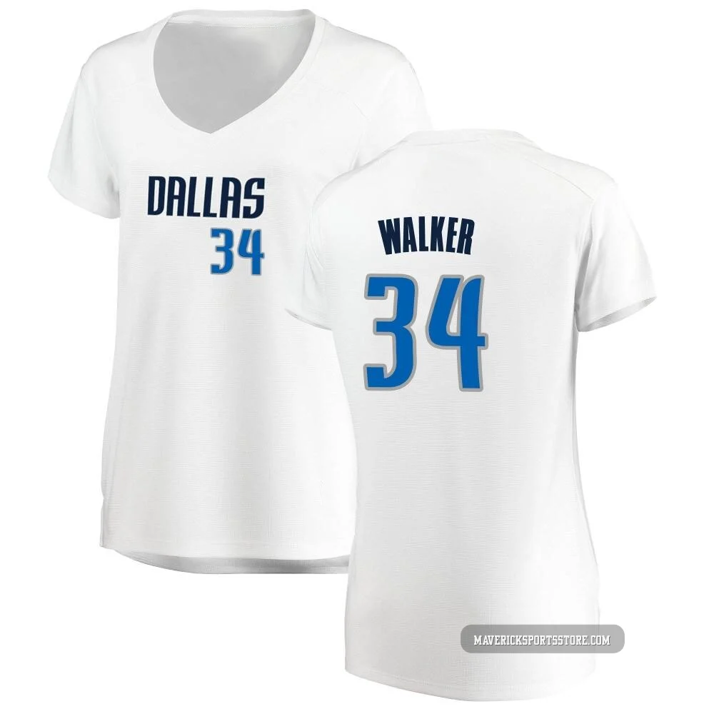 Kemba Walker ＃34 Women's White Dallas Mavericks Fast Break Jersey - Association Edition