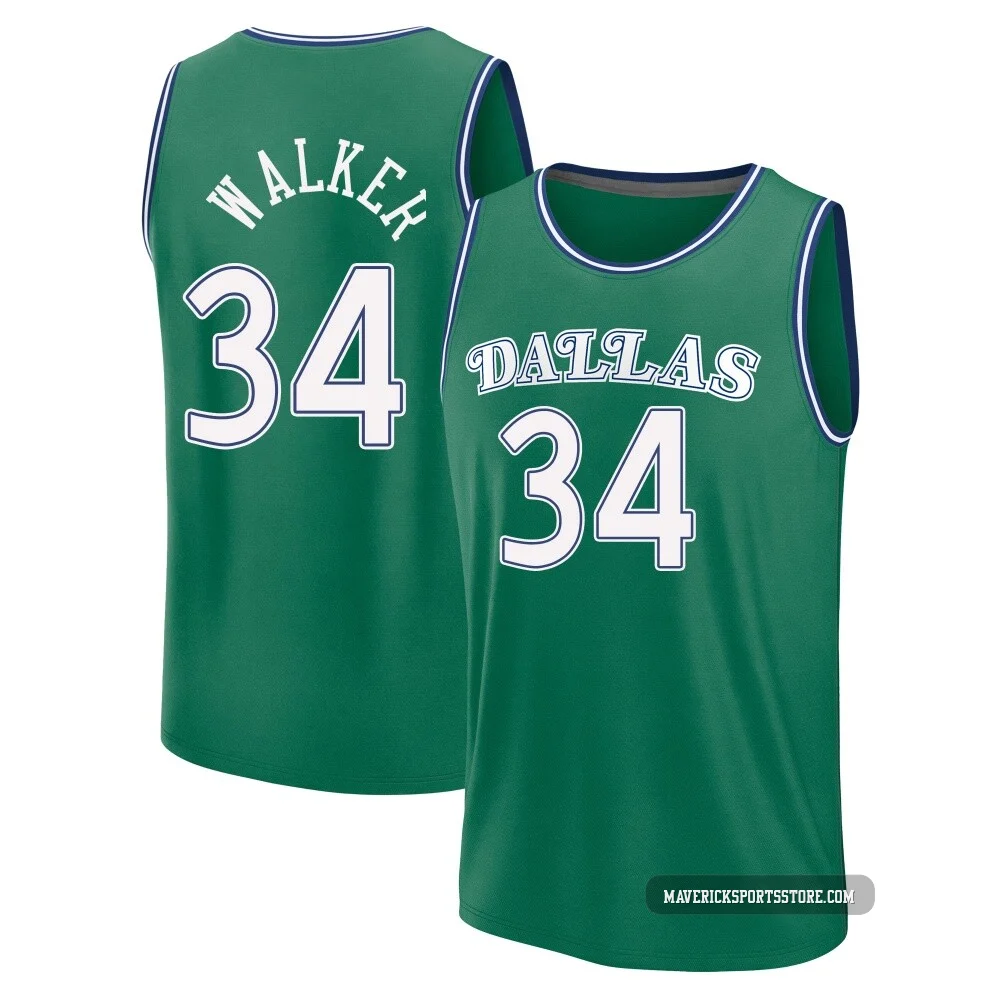 Kemba Walker ＃34 Youth 2025/26 Dallas Mavericks Fast Break Green Classic Edition Jersey