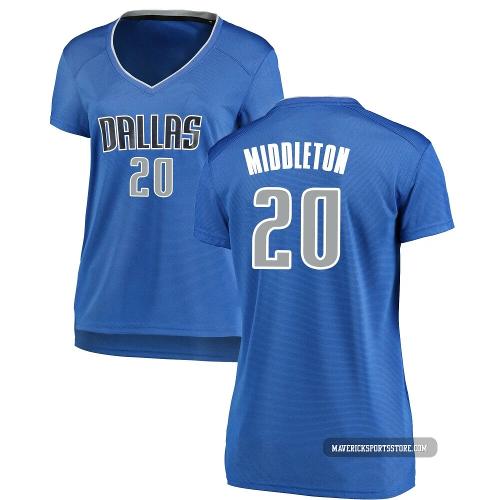 Khris Middleton ＃20 Women's Royal Dallas Mavericks Fast Break Jersey - Icon Edition