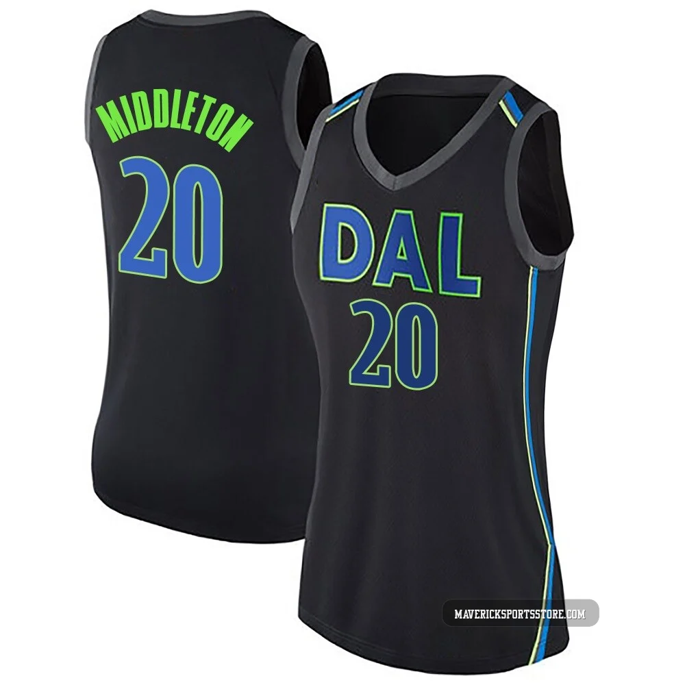Khris Middleton ＃20 Women's Swingman Black Dallas Mavericks Jersey - City Edition