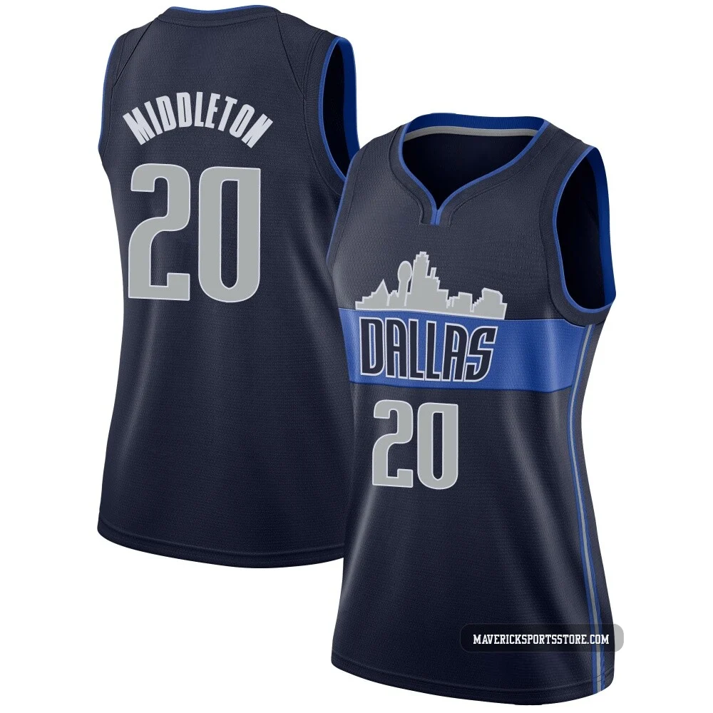 Khris Middleton ＃20 Women's Swingman Navy Dallas Mavericks Jersey - Statement Edition