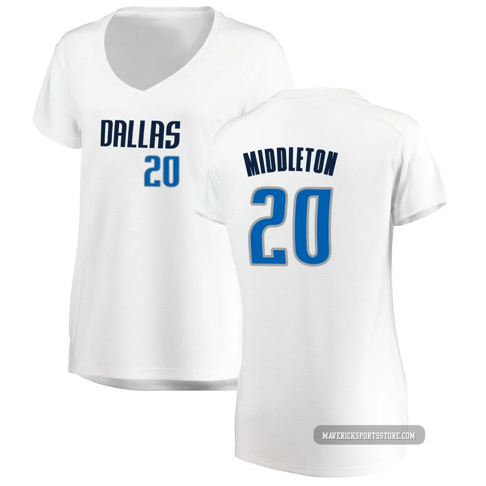 Khris Middleton ＃20 Women's White Dallas Mavericks Fast Break Jersey - Association Edition