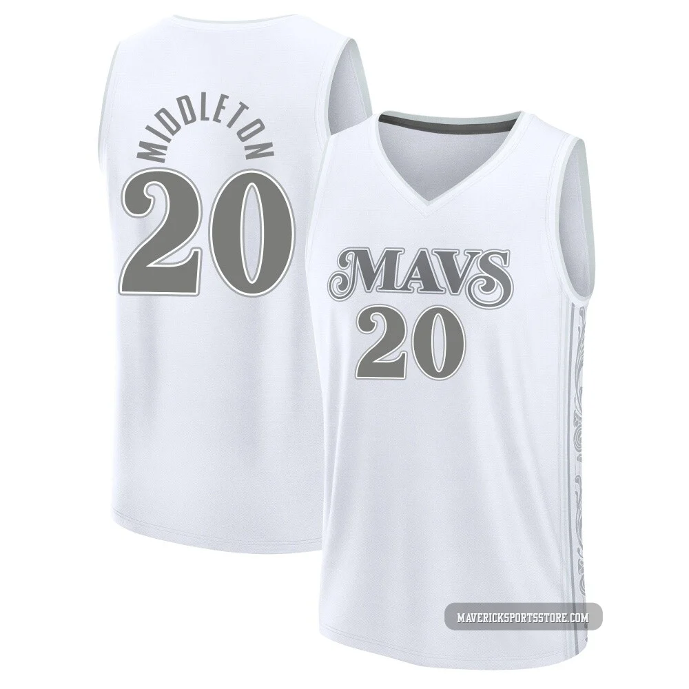 Khris Middleton ＃20 Youth 2024/25 Dallas Mavericks White Fast Break City Edition Jersey
