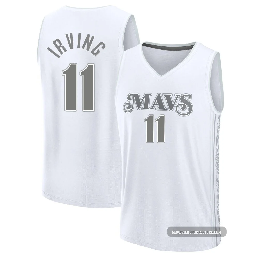 Kyrie Irving ＃11 Men's 2024/25 Dallas Mavericks White Fast Break City Edition Jersey