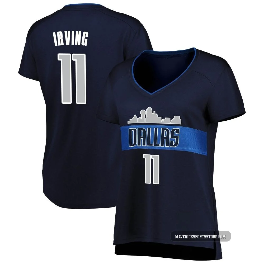 Kyrie Irving ＃11 Women's Navy Dallas Mavericks Fast Break Jersey - Statement Edition