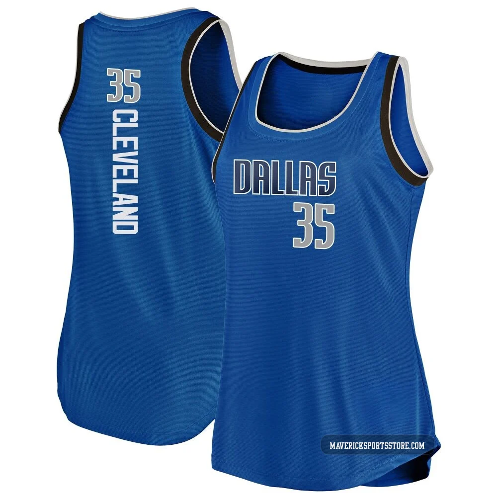 Matthew Cleveland ＃35 Women's Blue Dallas Mavericks Fast Break Movement Tank Jersey - Icon Edition
