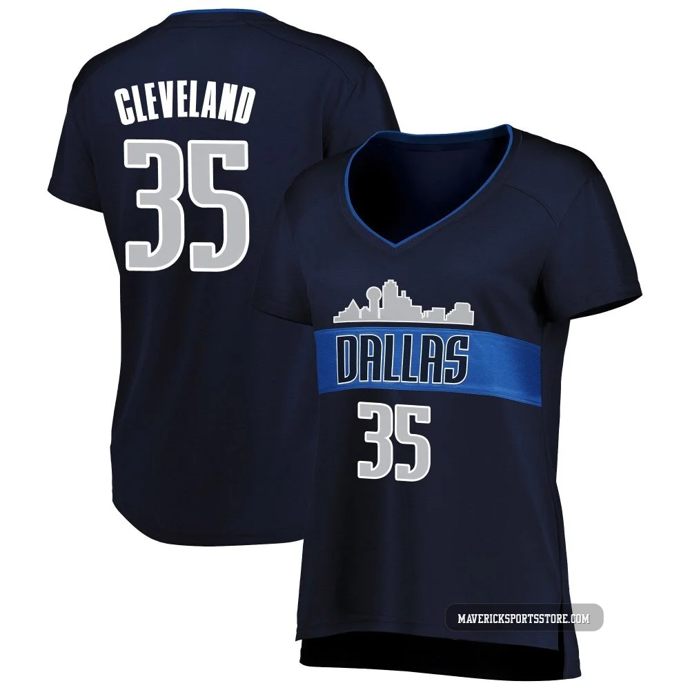 Matthew Cleveland ＃35 Women's Navy Dallas Mavericks Fast Break Jersey - Statement Edition