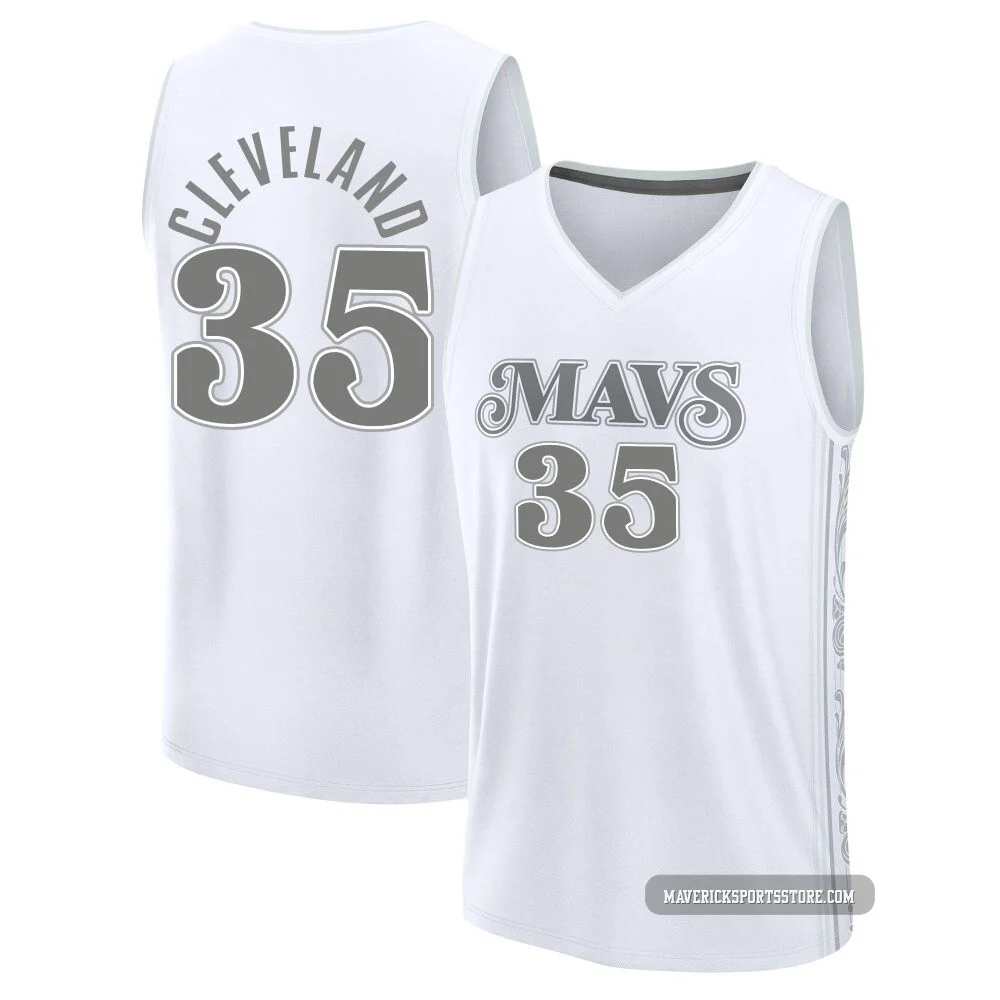Matthew Cleveland ＃35 Youth 2024/25 Dallas Mavericks White Fast Break City Edition Jersey
