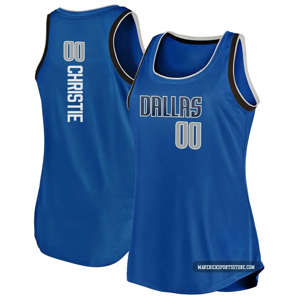 Max Christie ＃00 Women's Blue Dallas Mavericks Fast Break Movement Tank Jersey - Icon Edition