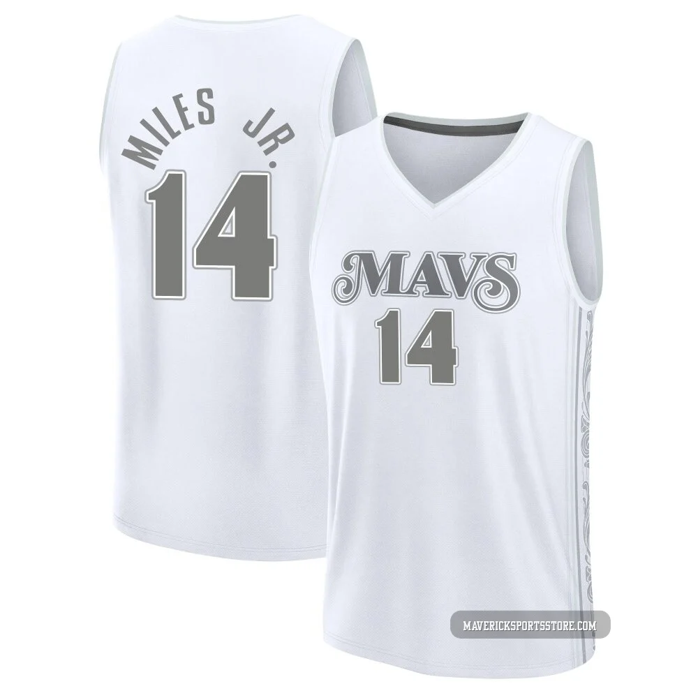 Mike Miles Jr. ＃14 Men's 2024/25 Dallas Mavericks White Fast Break City Edition Jersey