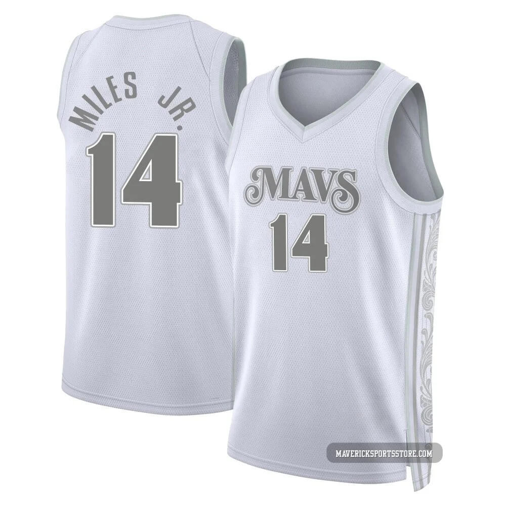 Mike Miles Jr. ＃14 Men's Swingman 2024/25 Dallas Mavericks White City Edition Jersey