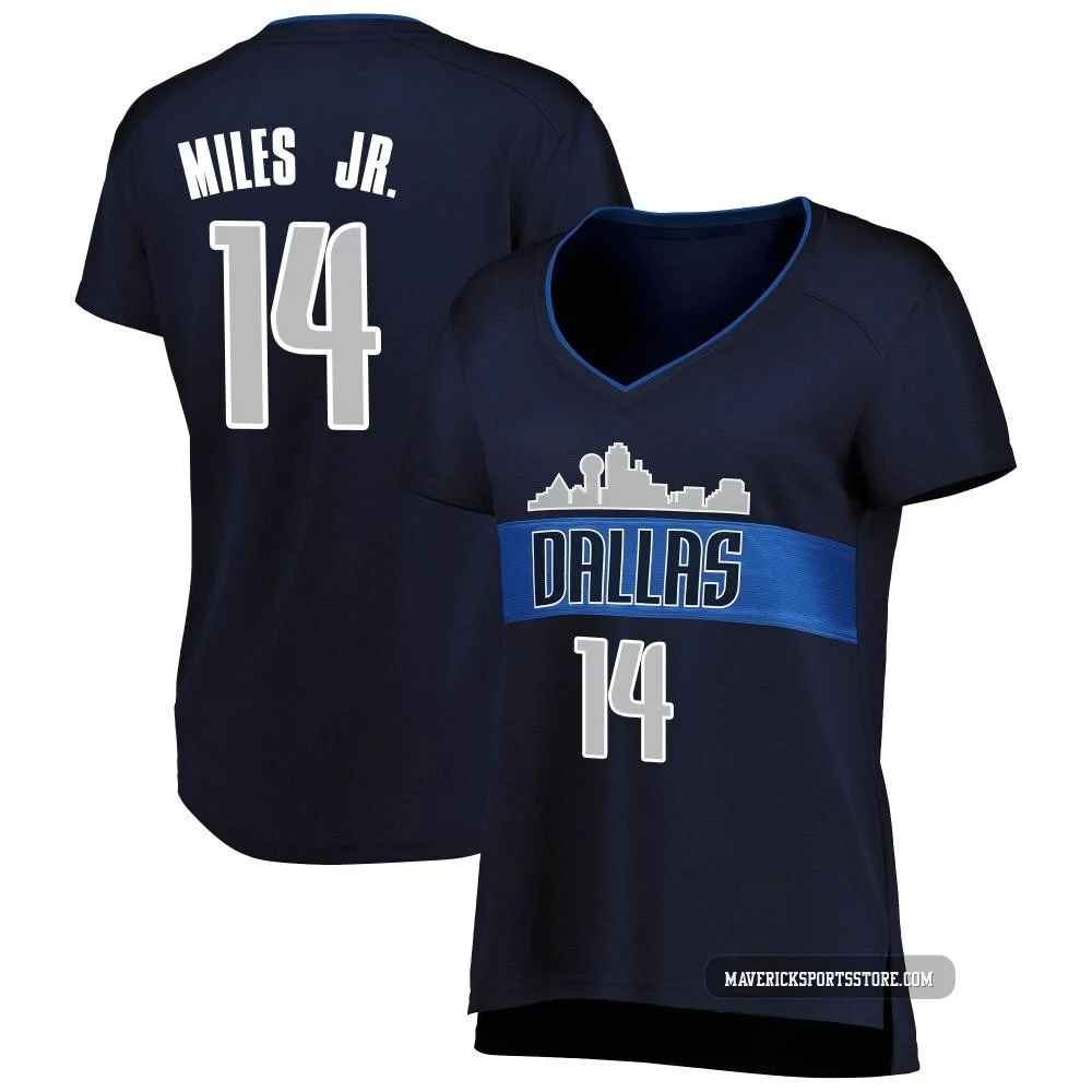 Mike Miles Jr. ＃14 Women's Navy Dallas Mavericks Fast Break Jersey - Statement Edition