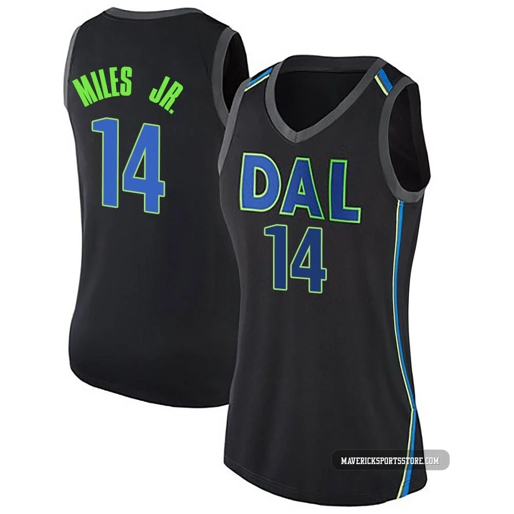 Mike Miles Jr. ＃14 Women's Swingman Black Dallas Mavericks Jersey - City Edition
