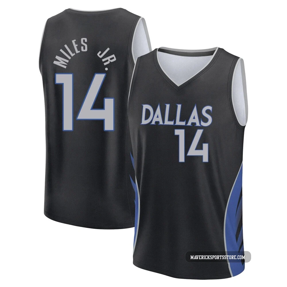 Mike Miles Jr. ＃14 Youth 2025/26 Dallas Mavericks Fast Break Black City Edition Jersey