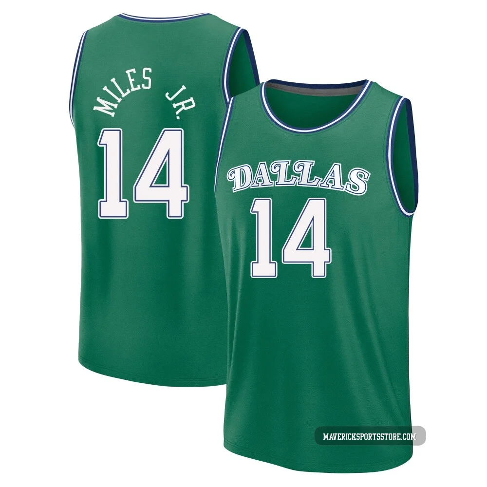 Mike Miles Jr. ＃14 Youth 2025/26 Dallas Mavericks Fast Break Green Classic Edition Jersey