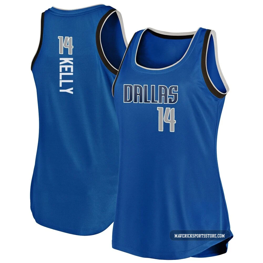 Miles Kelly ＃14 Women's Blue Dallas Mavericks Fast Break Movement Tank Jersey - Icon Edition