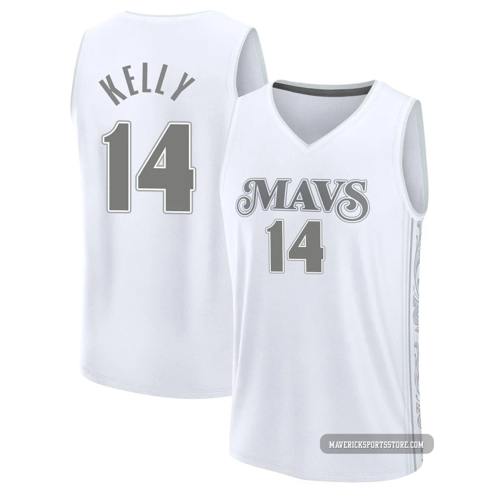 Miles Kelly ＃14 Youth 2024/25 Dallas Mavericks White Fast Break City Edition Jersey