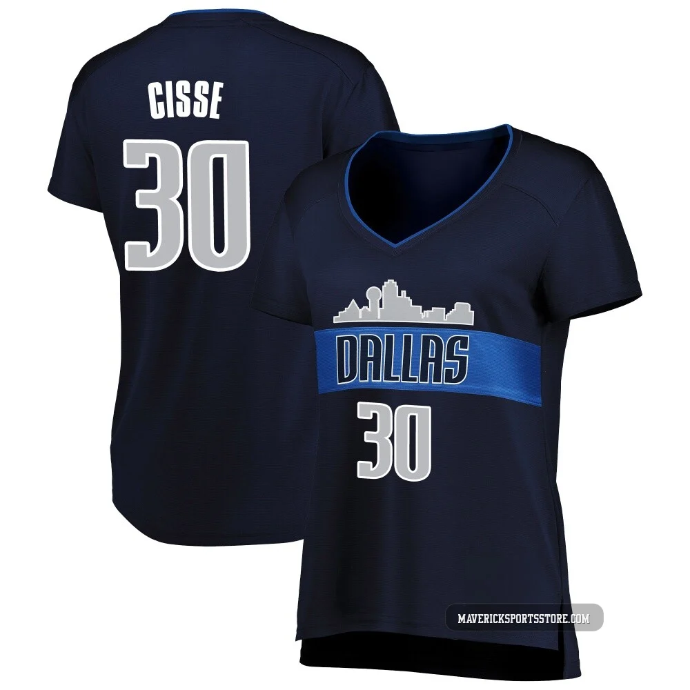 Moussa Cisse ＃30 Women's Navy Dallas Mavericks Fast Break Jersey - Statement Edition
