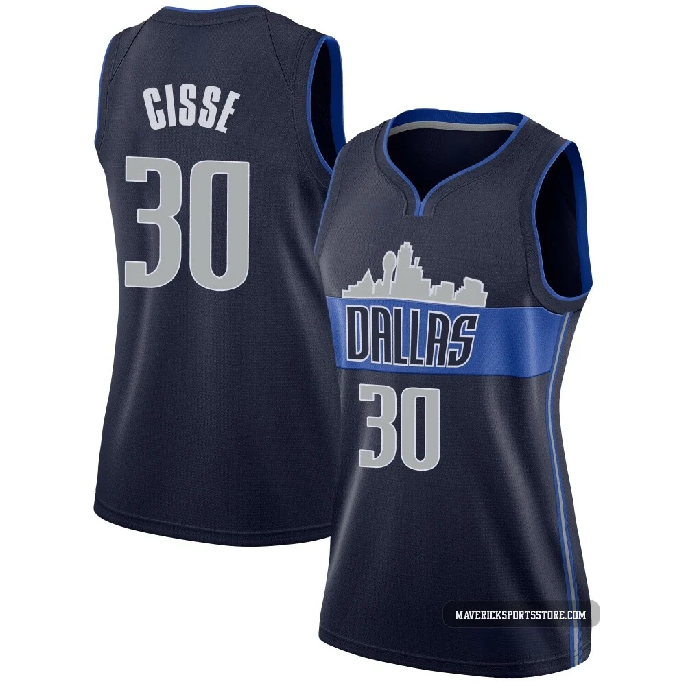 Moussa Cisse ＃30 Women's Swingman Navy Dallas Mavericks Jersey - Statement Edition