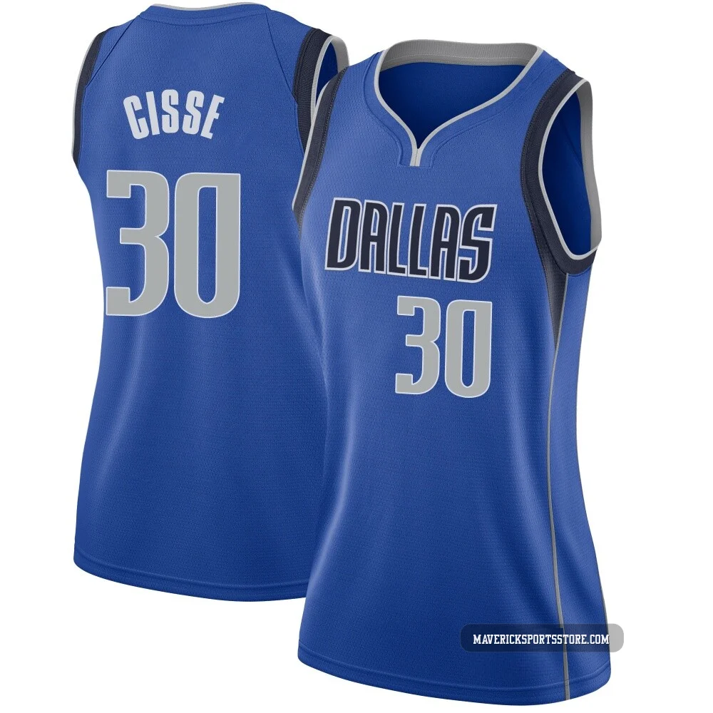 Moussa Cisse ＃30 Women's Swingman Royal Dallas Mavericks Jersey - Icon Edition