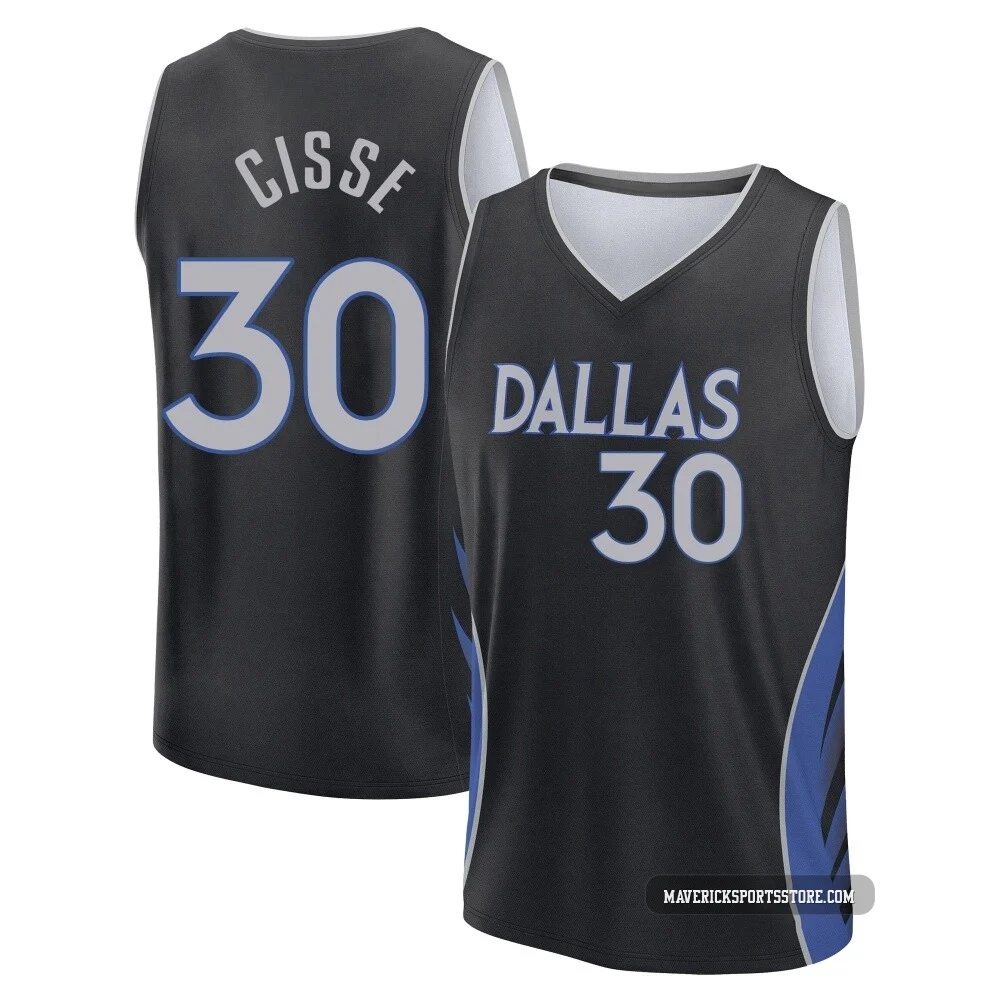 Moussa Cisse ＃30 Youth 2025/26 Dallas Mavericks Fast Break Black City Edition Jersey