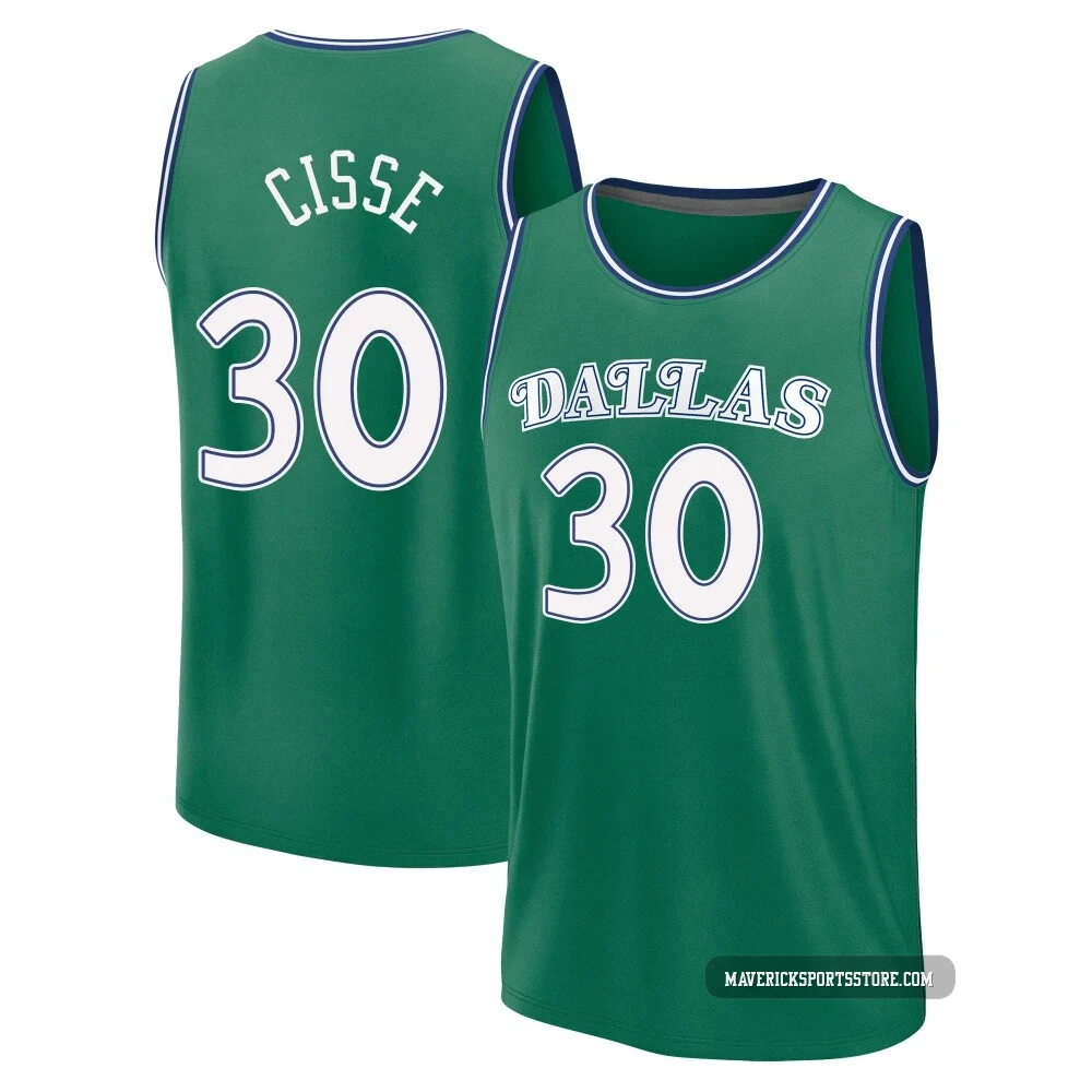 Moussa Cisse ＃30 Youth 2025/26 Dallas Mavericks Fast Break Green Classic Edition Jersey