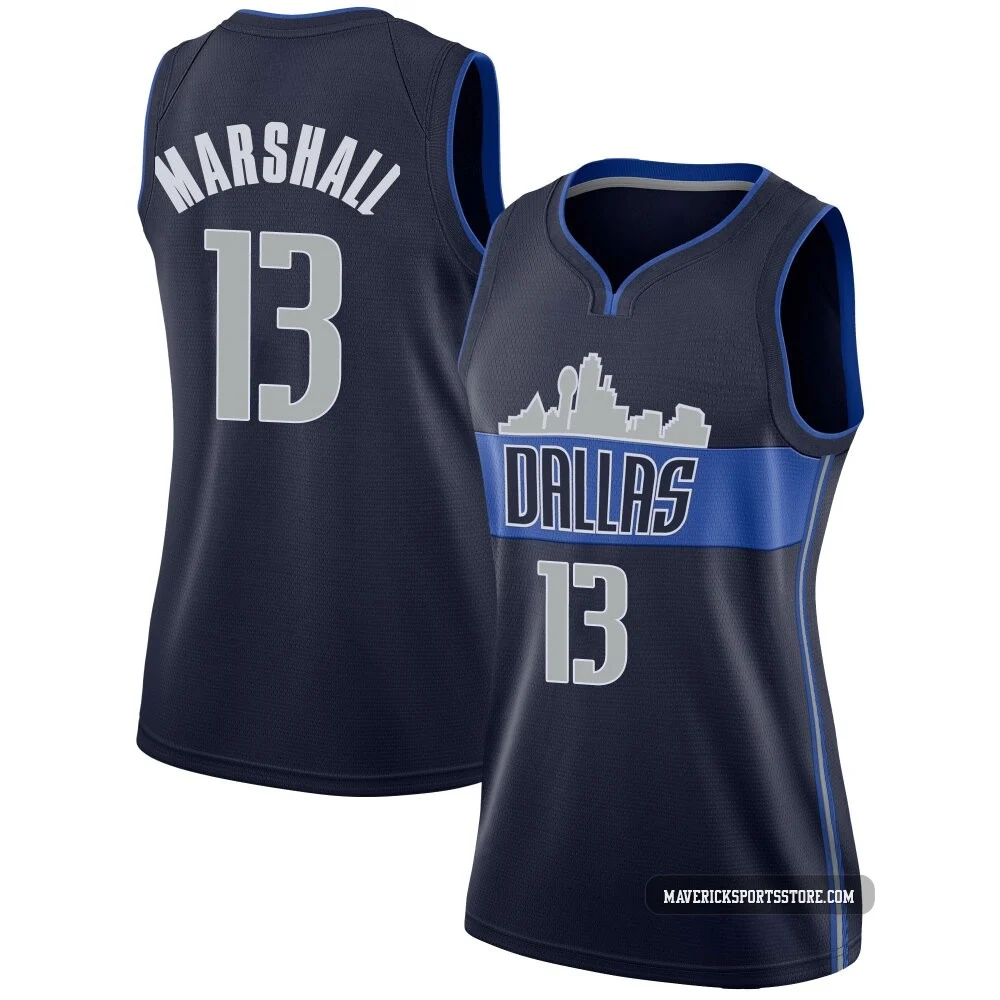 Naji Marshall ＃13 Women's Swingman Navy Dallas Mavericks Jersey - Statement Edition