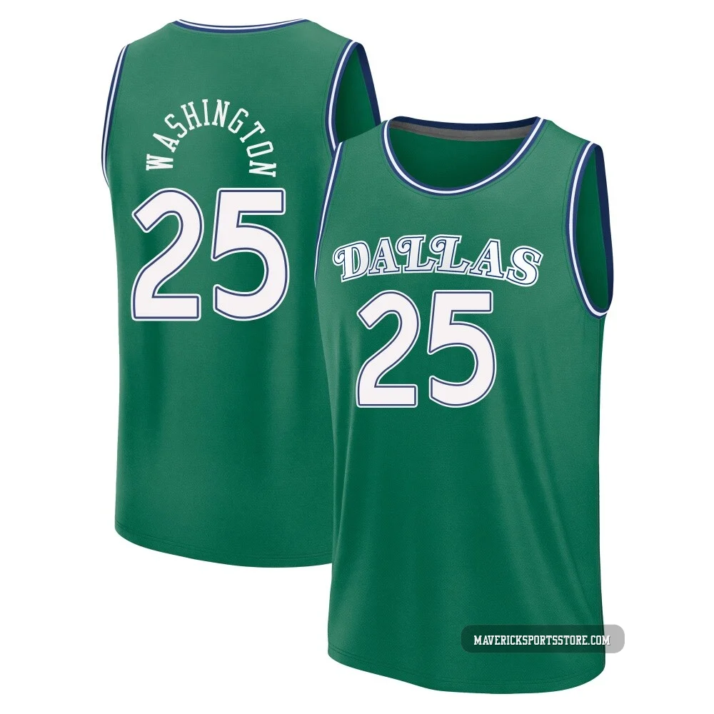 P.J. Washington ＃25 Men's 2025/26 Dallas Mavericks Fast Break Green Classic Edition Jersey